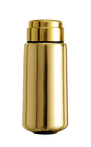 金色的大保温杯隔离在白色上图片下载
