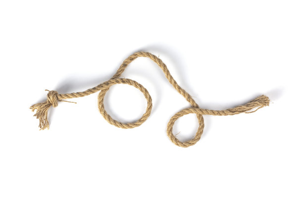 亚麻绳孤立在白色背景。图片下载