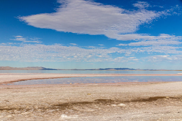 美国犹他州盐湖城附近的盐湖。图片下载