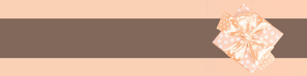 广告豪华横幅在温柔的桃色与礼品盒上咖啡色条为文本。图片下载