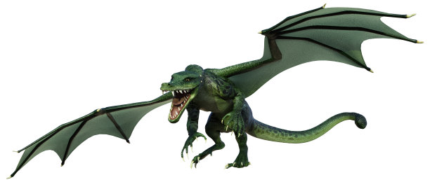 3D渲染童话龙在白色图片下载