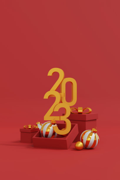 圣诞和新年快乐横幅设计，海报和封面设计的背景。圣诞工作室桌房产品展示与复制空间。三维演示图片下载