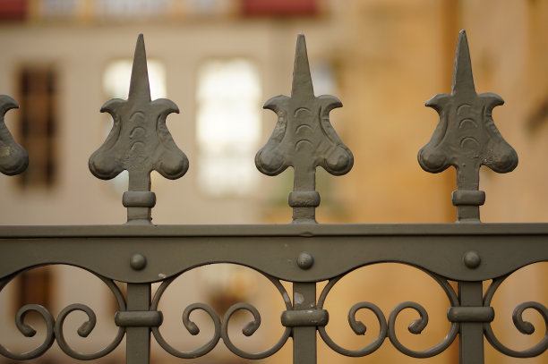 特写镜头的细节铁栅栏与模糊的背景图片下载