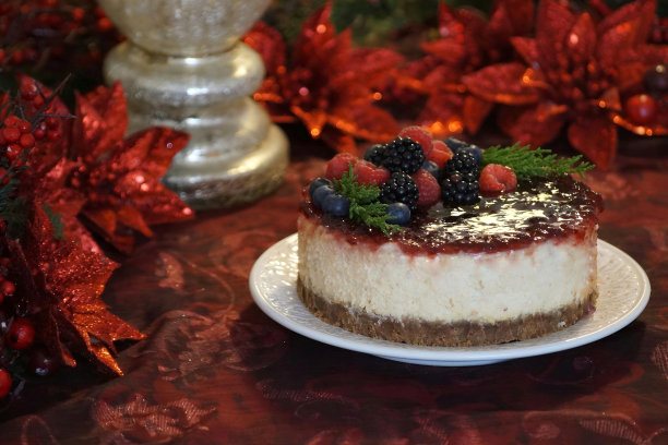 圣诞节莓芝士蛋糕图片下载