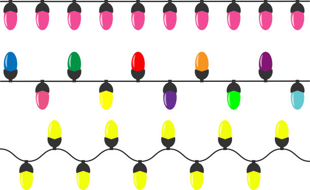 带有彩色照明的圣诞或生日花环图片下载