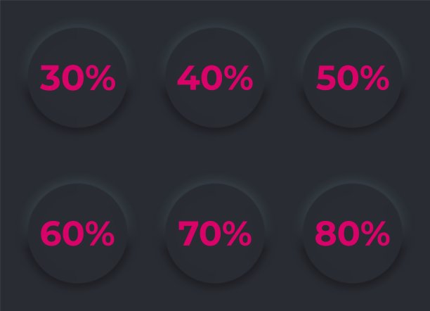 带有自胚百分比标签的圆形按钮图片下载