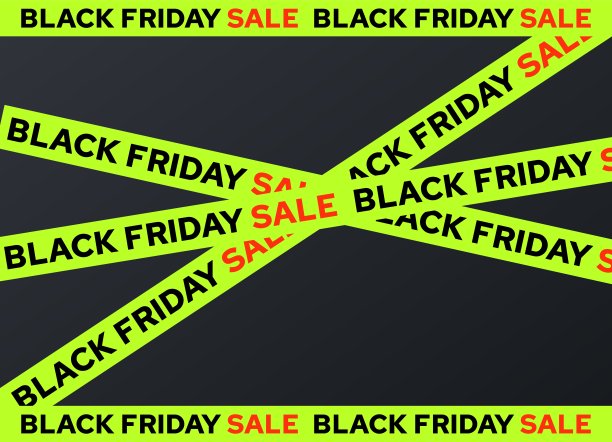 丝带铭文黑色星期五销售的绿色背景图片下载