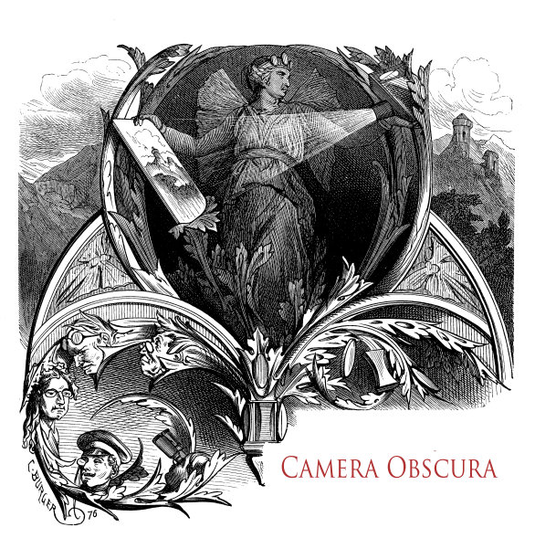 关于暗箱，暗室和光学现象的一本古老的书的美丽的印刷术前章图像图片下载
