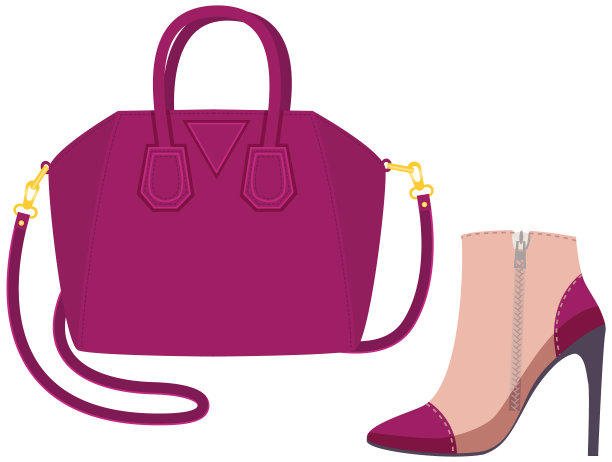 时尚鞋和包孤立在白色。休闲时尚风格的女性衣橱时髦元素图片下载