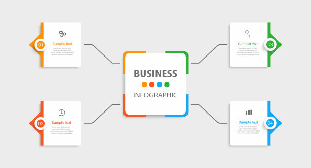 业务信息图设计模板有4个选项，步骤或过程图片下载