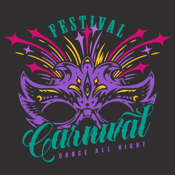 假面舞会节日彩色复古传单图片下载