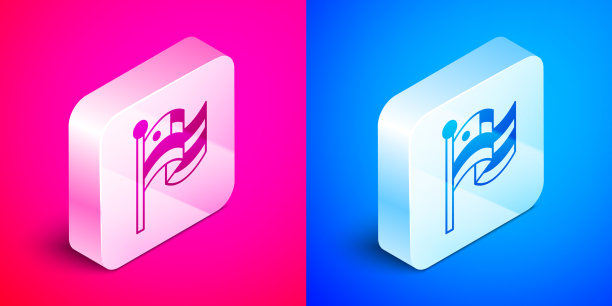 等距美国国旗图标孤立在粉红色和图片下载