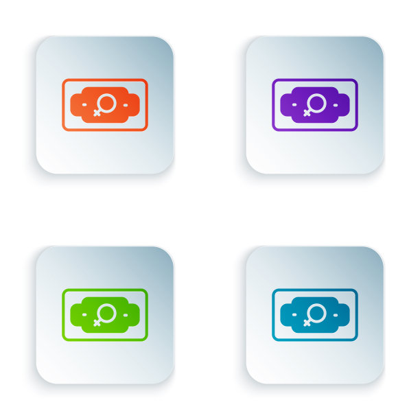 彩色钱成长女性图标孤立在白色上图片下载