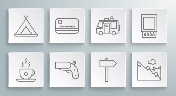 套线咖啡杯信用卡信号枪手枪图片下载