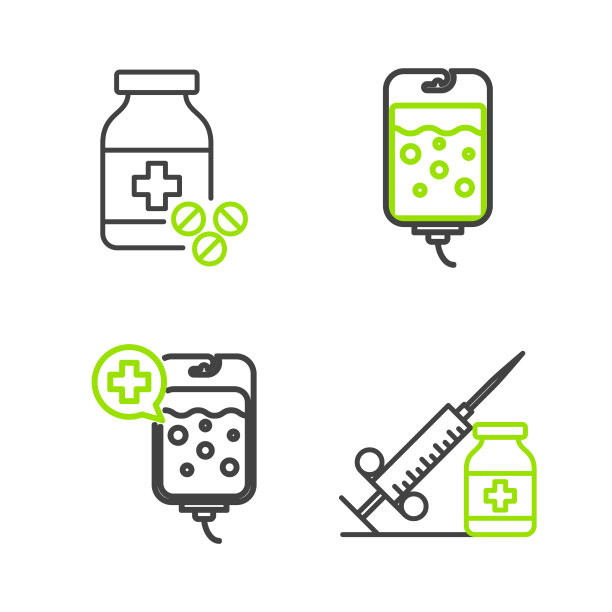 将医用注射器与针头和小瓶并排放置图片下载