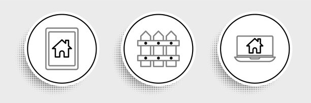 设置线笔记本电脑和智能家居平板电脑和花园图片下载