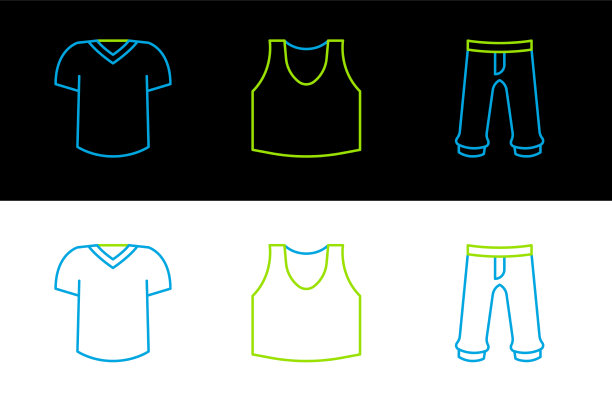 设置线裤子t恤和汗衫图标图片下载