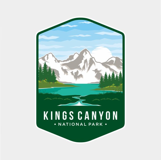 国王峡谷国家公园徽章补丁图标插图在加利福尼亚图片下载