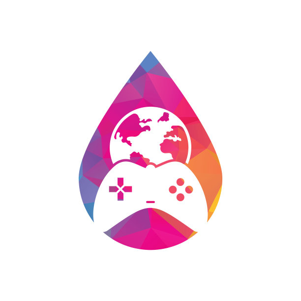 游戏地球仪掉落形状概念Logo图标设计。图片下载