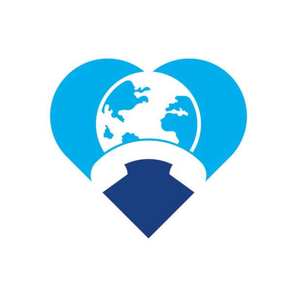 呼叫和地球仪心形概念图标。图片下载