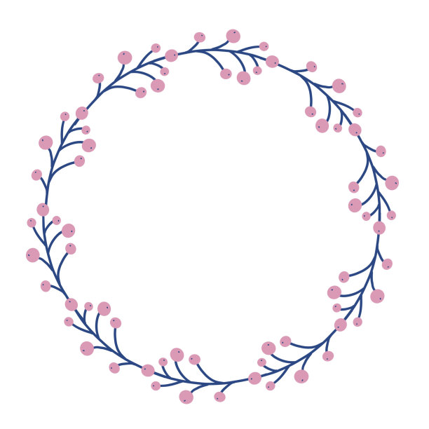 冬天的花环，蓝色的树枝和浆果。设计节日邀请，贺卡，海报，包装，印刷。图片下载