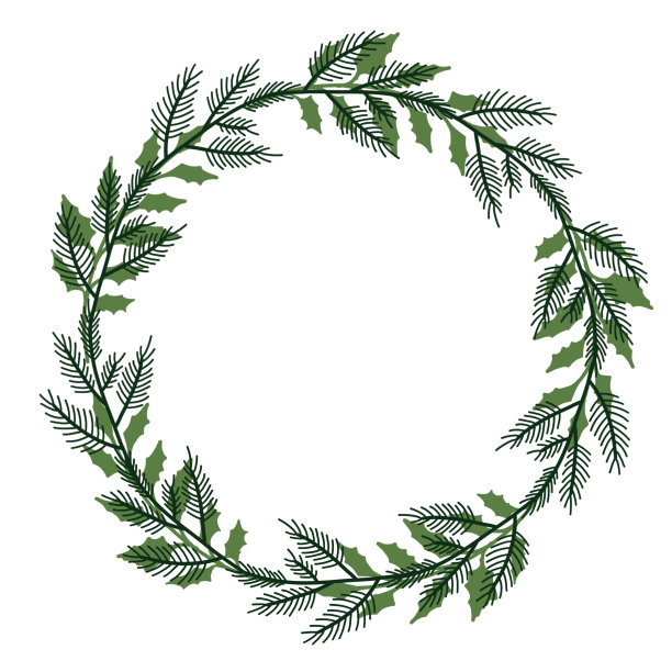 传统的圣诞花环，树枝和红浆果。设计邀请函，贺卡，包装，印刷。图片下载