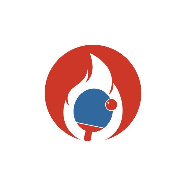 火和乒乓球标志图标设计模板。图片下载