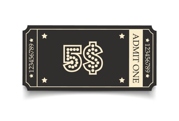 矢量票被隔离在白色背景上。电影院，剧院，音乐会，戏剧，晚会，活动，节日的黑色和金色门票现实模板集。门票图标的网站。图片下载