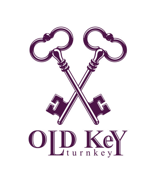 交叉钥匙，古董交钥匙矢量标志或徽章，保密，电子数据保护，天堂钥匙，酒店标签，保密。图片下载