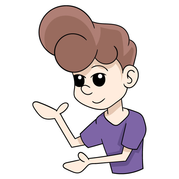 插图一个男孩做一个手势提供产品业务图片下载