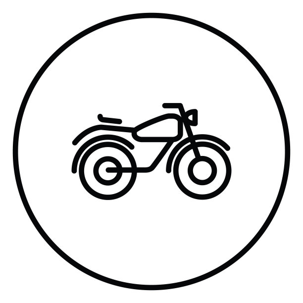 摩托车图标，摩托车速度黑白绘图按钮，直线矢量插图图片下载