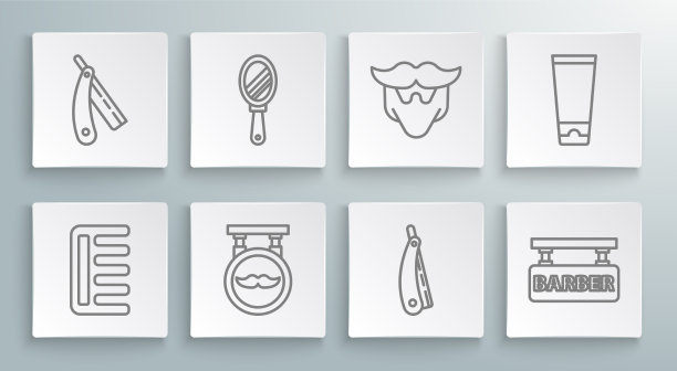 设线发刷手镜理发店图片下载