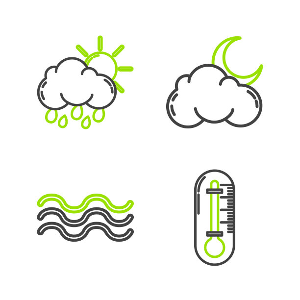 设线温度计波云与月和图片下载