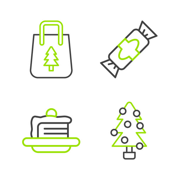 圣诞树蛋糕糖果套装线和购物图片下载