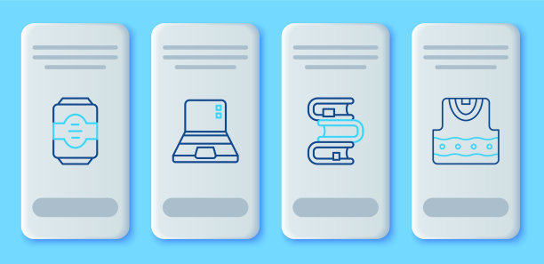 设定线笔记本电脑书，能量饮料和马甲图片下载