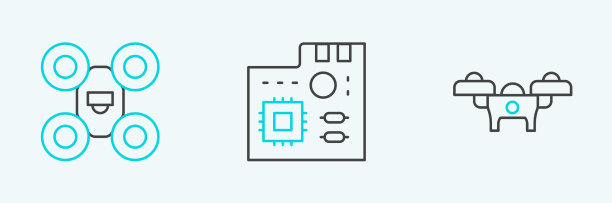 设置线路无人机和主板数字芯片图标图片下载