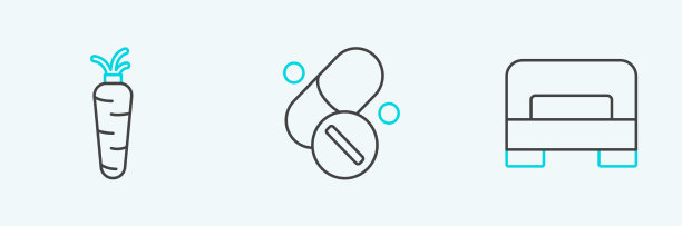 设线大床胡萝卜和维生素丸图标图片下载