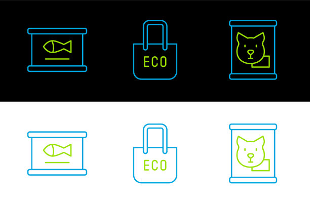套装线罐头鱼和购物袋用图片下载