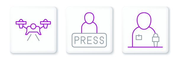 设置线记者新闻无人机和图标图片下载