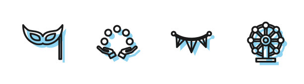 设置线嘉年华花环与旗帜节日面具图片下载