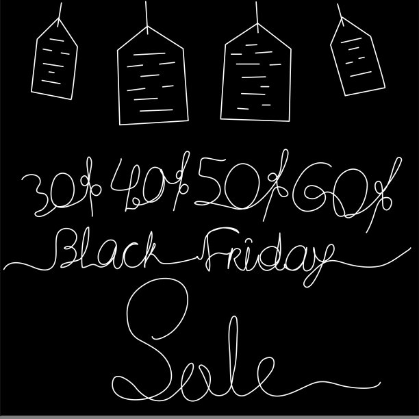 字母折扣黑色星期五在一行黑色背景。图片下载