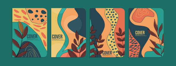 现代抽象花卉艺术矢量笔记本封面。植物抽象涂鸦背景。为计划，小册子，书籍，目录，教科书图片下载