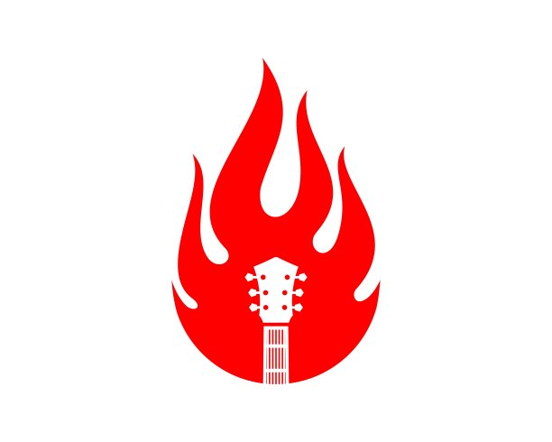 火与吉他形状里面图片下载