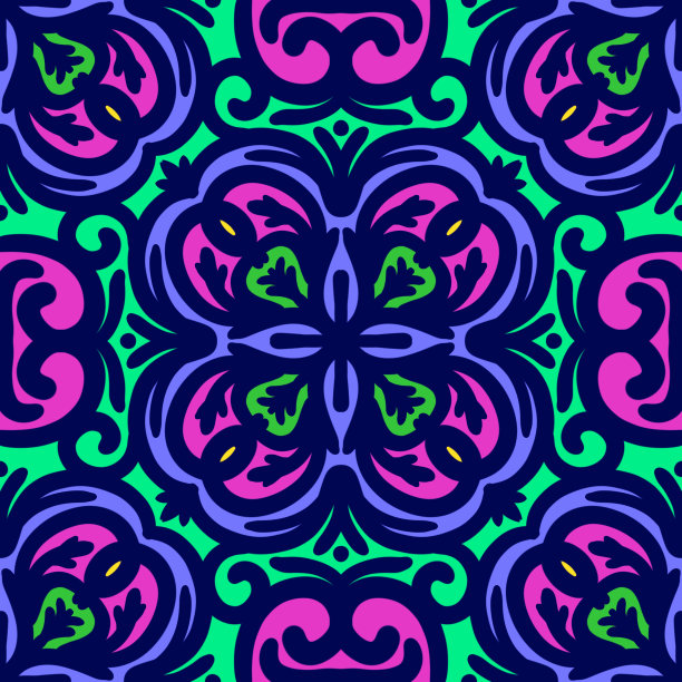 重复的复古几何图案。织物印刷。无缝图案背景，马赛克装饰，复古风格。织物印花设计图片下载