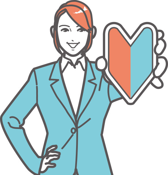 一个正在展示她的初学者标记的女人。图片下载