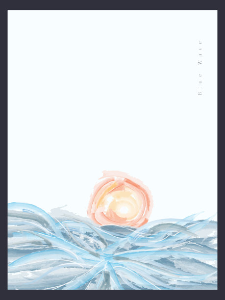 抽象极简的太阳和海洋插画，适合墙壁装饰，封面，邀请，海报，卡片，横幅，传单，和其他图片下载