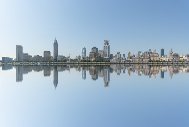 上海和黄浦江全景天际线图片下载