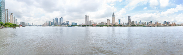 上海和黄浦江全景天际线图片下载