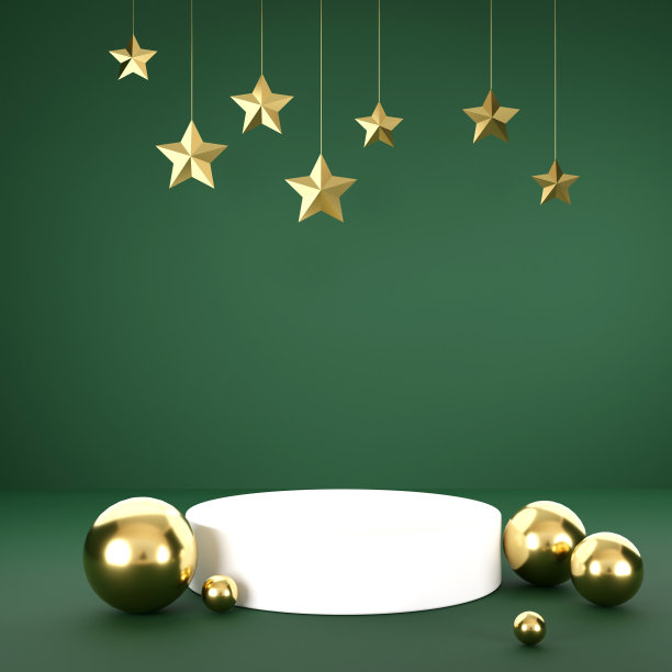 3D渲染圣诞树的绿色背景图片下载