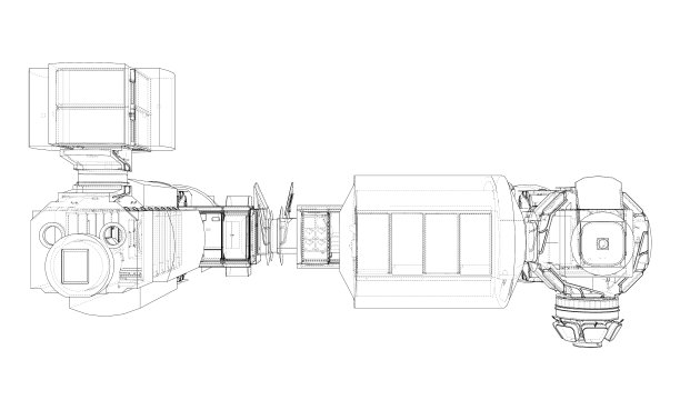 抽象的宇宙飞船或空间站。向量图片下载